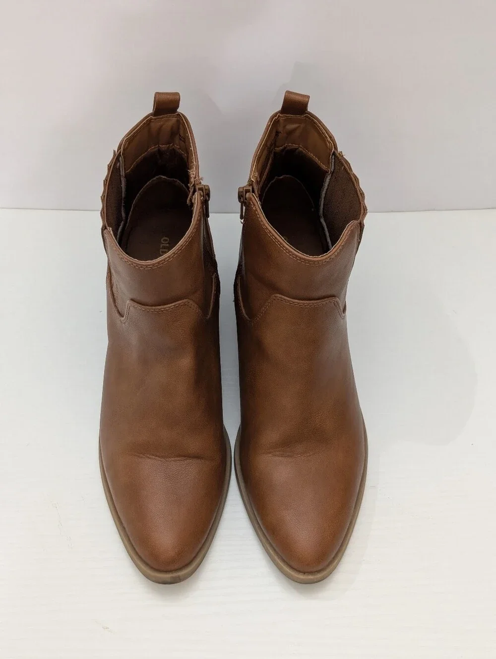 Old Navy Women Brown Faux Leather Western Ankle Boots Size 9 Booties Fall Casual